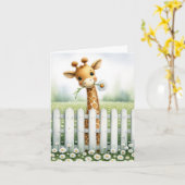 Baby Giraffe met Daisy Notecard Kaart (Gele Bloem)