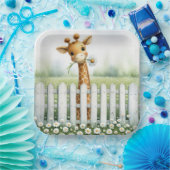 Baby Giraffe met Daisy Papieren Bordje (Feest)