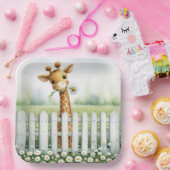 Baby Giraffe met Daisy Papieren Bordje (Feest)
