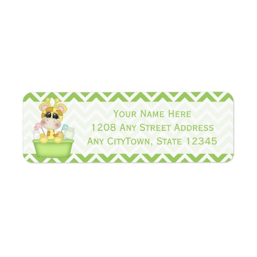 Baby Giraffe met een bad Etiket (Voorkant)