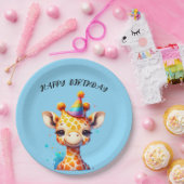 baby giraffe met feest pet verjaardag papieren bordje (Feest)