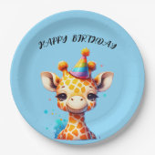 baby giraffe met feest pet verjaardag papieren bordje (Voorkant)