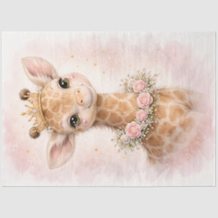 Baby Giraffe met Kroon en Bloemen Schattig Dier Tissuepapier