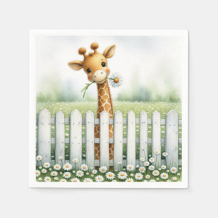 Baby Giraffe Met Madeliefje Servet