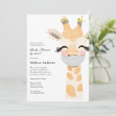 Baby Giraffe met Masker Baby shower per Mail Kaart (Staand voorkant)