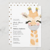 Baby Giraffe met Masker Baby shower per Mail Kaart (Voorkant / Achterkant)