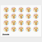 Baby Giraffe Pastel Rainbow Waterverf Baby shower Ronde Sticker (Vel)