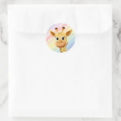 Baby Giraffe Pastel Rainbow Waterverf Baby shower Ronde Sticker (Tas)