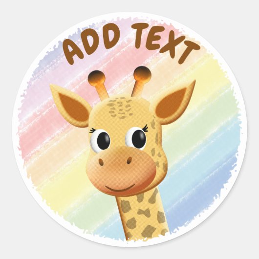 Baby Giraffe Pastel Rainbow Waterverf Baby shower Ronde Sticker (Voorkant)