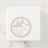 Baby Giraffe Pink Floral Happy 1st Birthday Party Bedankjes Labels (In situ)