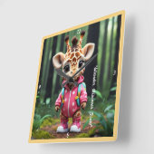 baby Giraffe Playdate Vierkante Klok (Hoek)