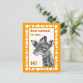 Baby Giraffe Retro Circles Postcard Briefkaart (Staand voorkant)