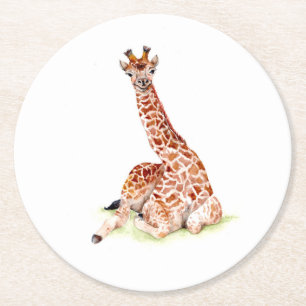 Baby Giraffe Ronde Kartonnen Onderzetter