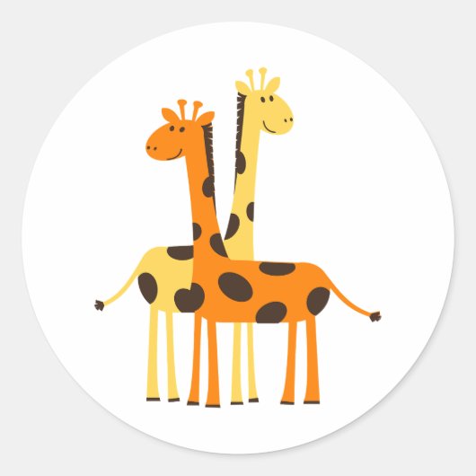 Baby Giraffe Ronde Sticker (Voorkant)