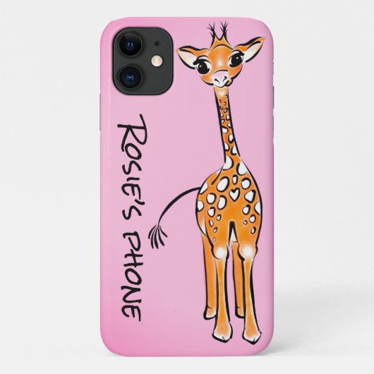 Baby Giraffe - roze achtergrond Case-Mate iPhone Case (Achterkant)
