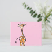 Baby Giraffe - roze Briefkaart (Staand voorkant)