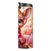 Baby Giraffe Roze Harten Bril Wrap Thermosbeker (Geroteerd rechts)