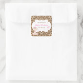 Baby Giraffe Roze Meisje Shower Boekplaat Vierkante Sticker (Tas)