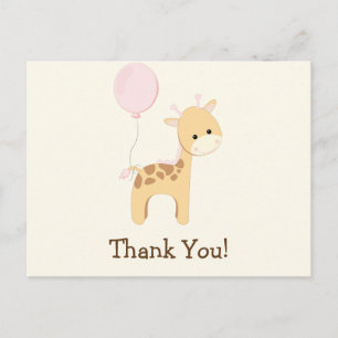 Baby Giraffe, Roze, Oerwoud Dier Dank u Briefkaart