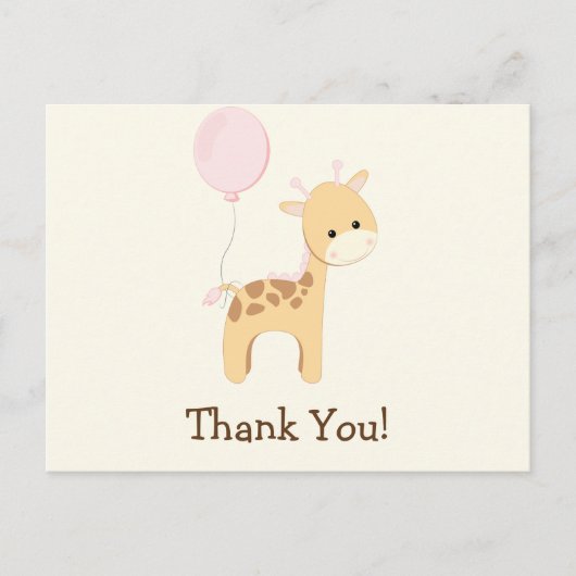 Baby Giraffe, Roze, Oerwoud Dier Dank u Briefkaart (Voorkant)