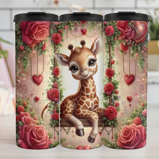 Baby Giraffe Roze Schommel Thermosbeker