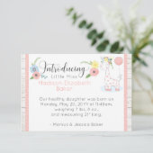 Baby Giraffe Rustieke Bloemen Baby Geboorte Aankon Aankondiging (Staand voorkant)