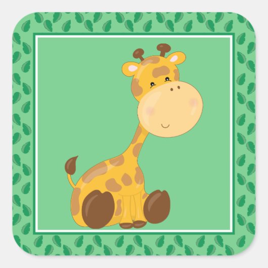 Baby Giraffe | Safari Animals Party Vierkante Sticker (Voorkant)