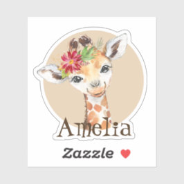 Baby Giraffe Safari Oerwoud gepersonaliseerd Sticker