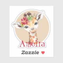 Baby Giraffe Safari Oerwoud Roze Gepersonaliseerd