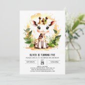 Baby Giraffe Safari Verjaardag Kaart (Staand voorkant)