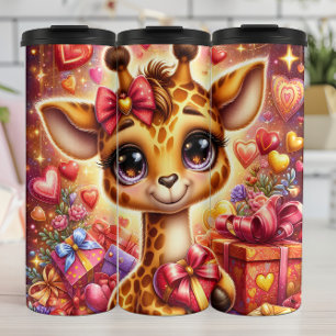 Baby Giraffe Valentijnsdag Cadeau Box Wrap Thermosbeker