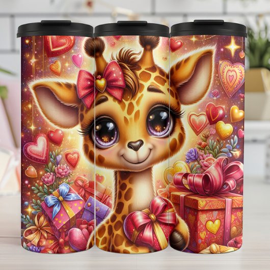 Baby Giraffe Valentijnsdag Cadeau Box Wrap Thermosbeker