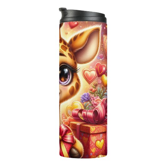 Baby Giraffe Valentine Gift Box Wrap Thermosbeker (Geroteerd rechts)