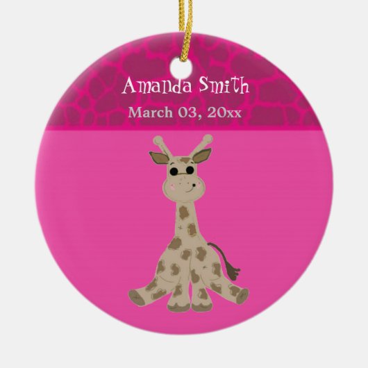 Baby Giraffe van Cartoon op suikerbiet Keramisch Ornament (Voorkant)