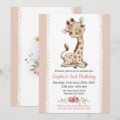 Baby Giraffe Verjaardagsfeest Uitnodiging (Voorkant / Achterkant)