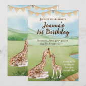 Baby Giraffe Verjaardagsuitnodiging Kaart (Voorkant / Achterkant)