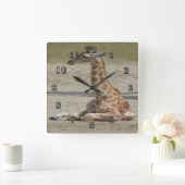 Baby Giraffe Vierkante Klok (Huis)