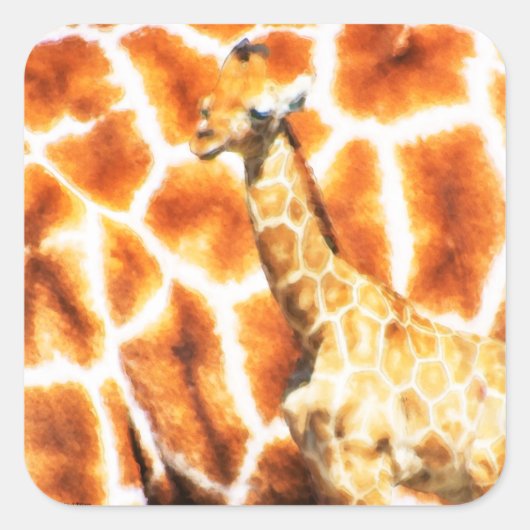Baby Giraffe Vierkante Sticker (Voorkant)