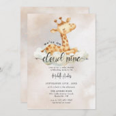 Baby-Giraffe | Waterverf Baby Shower Uitnodigingen (Voorkant / Achterkant)