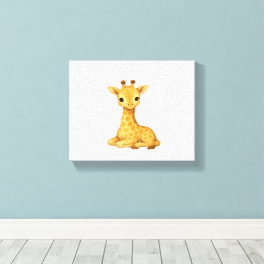 Baby Giraffe Waterverf Print – Kunst voor de kinde (Insitu (Houten vloer))