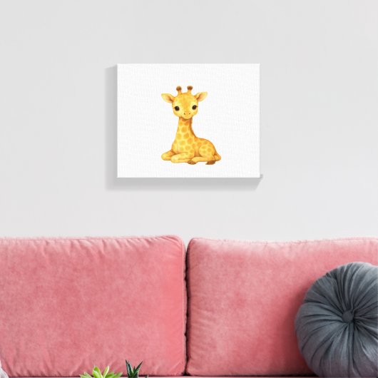 Baby Giraffe Waterverf Print – Kunst voor de kinde (Insitu (Woonkamer))