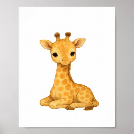 Baby Giraffe Waterverf Print – Kunst voor de kinde (Voorkant)