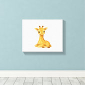 Baby Giraffe Waterverf Print – Nursery Wall Art O (Insitu (Houten vloer))