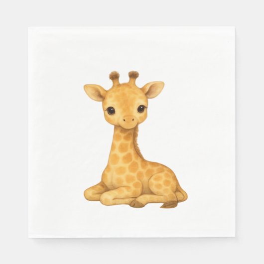 Baby Giraffe Waterverf Print – Nursery Wall Art O Servet (Voorkant)