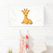 Baby Giraffe Waterverf Print – Nursery Wall Art O Spandoek (Insitu)