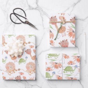 Baby Giraffe Waterverf Tropisch Oerwoud Inpakpapier Vel