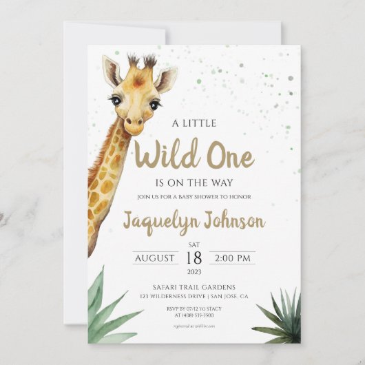 Baby Giraffe Wild One Safari Dier Baby shower Kaart (Voorkant)