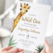 Baby Giraffe Wild One Safari Dier Baby shower Kaart