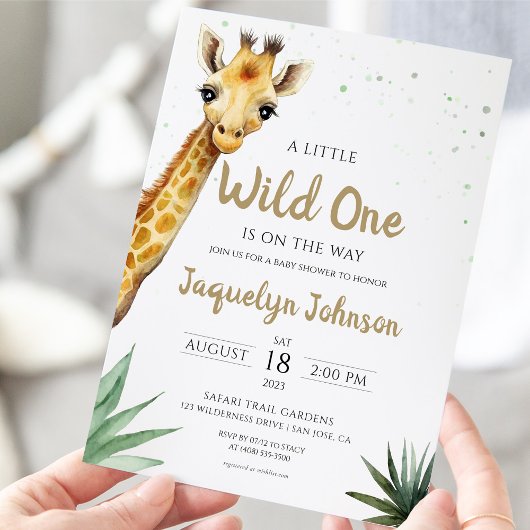 Baby Giraffe Wild One Safari Dier Baby shower Kaart