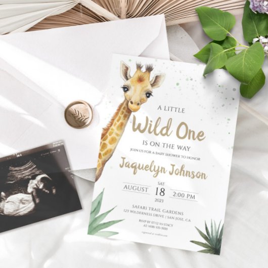 Baby Giraffe Wild One Safari Dier Baby shower Kaart